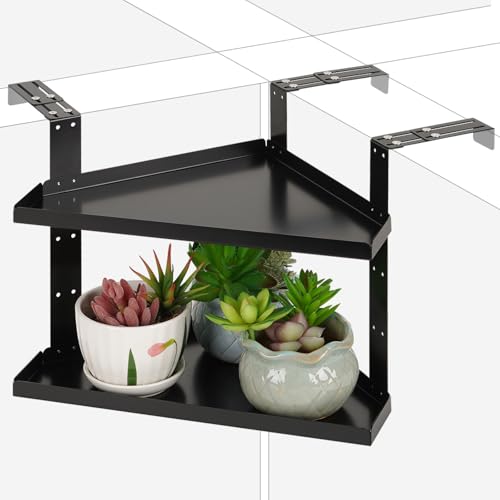 Olpchee Office Cubicle Shelf Cubicle Storage Organizer Cubicle Accessories Height Adjustable Cubicle Corner Shelf with Adjustable Hooks - Image 1