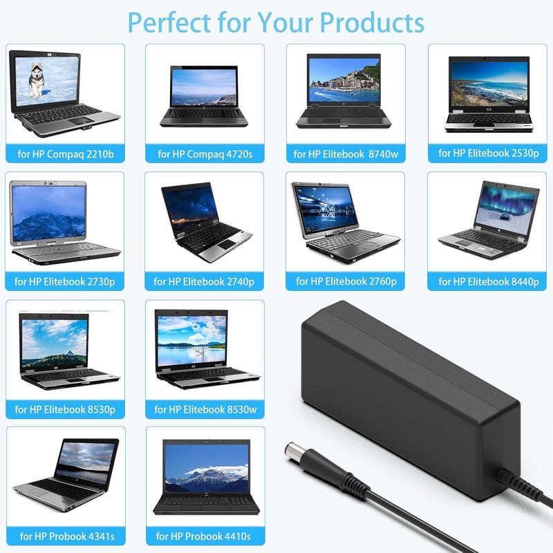 90W 19V 4.74A شاحن كمبيوتر محمول متوافق مع HP Elitebook 8570p 6930p 8440p 8460p 2540p 2560p 8560p 8540w 8470p 2570p 8540p 2760p 8530w Pavilion G4 G6 G7 M6 DM4 DV4 DV5 DV6 مزود طاقة - Image 5