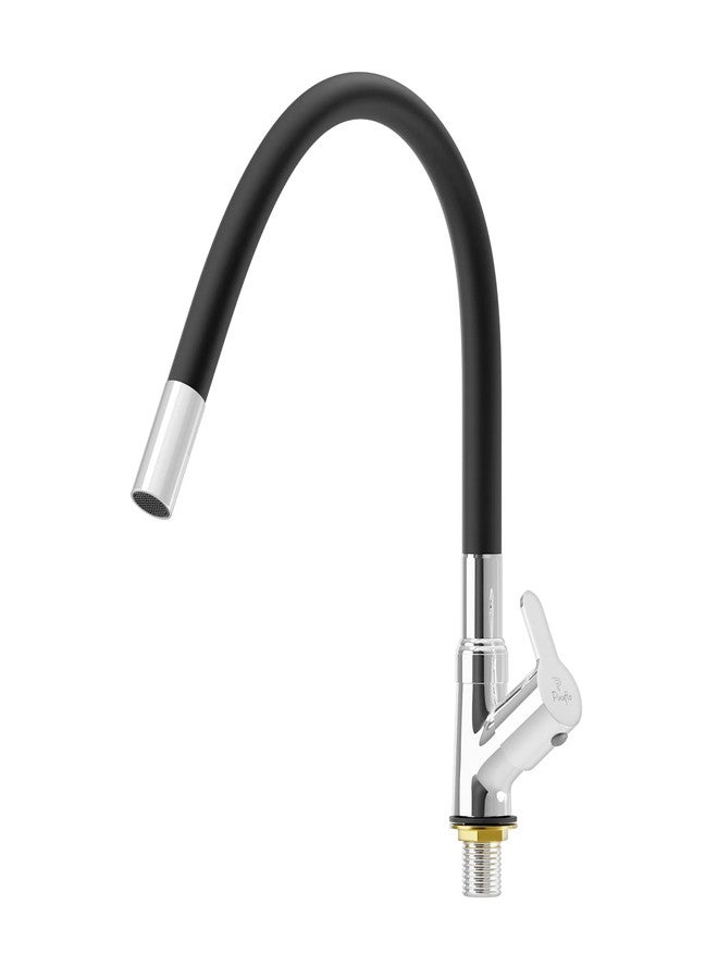 Pixaflo Brass Swan Neck Tap with 360-degree Swivel Black Flexible Silicone Swivel Spout for Kitchen Sink and Wash Basin, Foam Flow (Fission) - Image 1