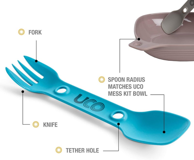 UCO Utility Spork 3-in-1 Combo Spoon-Fork-Knife Utensil, 2-Pack, Gold/Sky Blue - Image 2