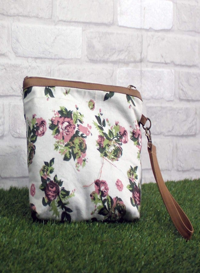 Dekor World Green Rose Cotton Printed Multi Utility Pouch (Pack of 1 Piece) - Image 2