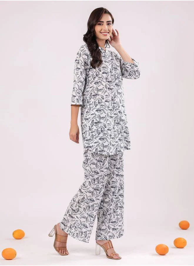 sanskrutihomes All Over Print Longline Top & Pants Co-Ords by Styli