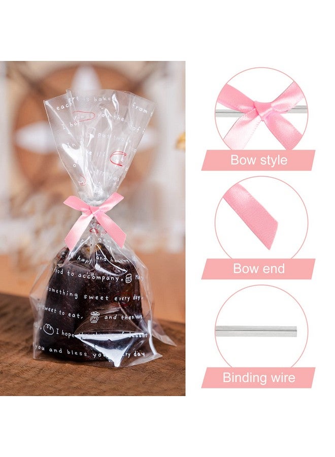 Hapy Shop 100 Pack Pink Satin Ribbon Twist Tie Bows For Diy Gift Wrap Decoration,Package Decorating Ribbon Bow, Bowknot For Treat Bags,Gift Bags - Image 3