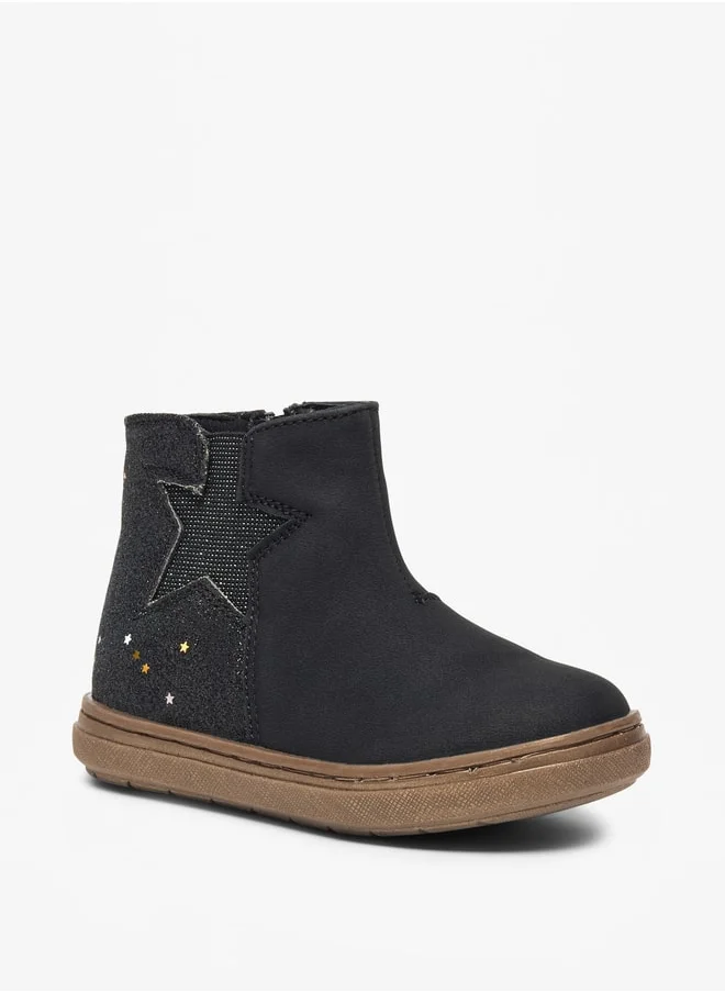 فلورا بيلا من شو إكسبرس Girl's Glitter Detail High Cut Boots with Zip Closure