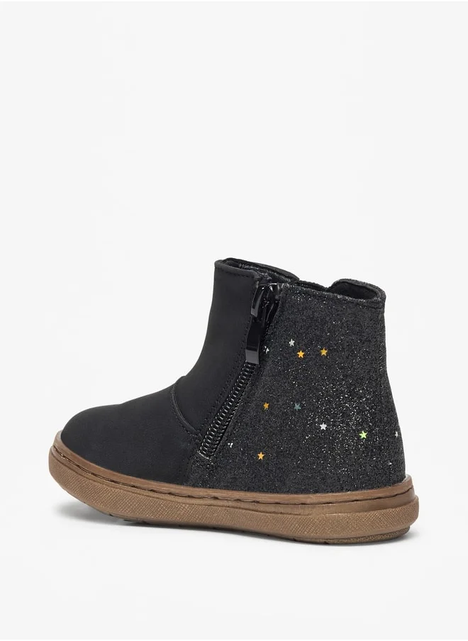 فلورا بيلا من شو إكسبرس Girl's Glitter Detail High Cut Boots with Zip Closure