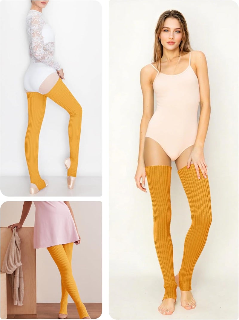 v28 Women Girls Thigh High Neon Ribbed Long 80s 90s Party Skating Leg Warmers - Image 2