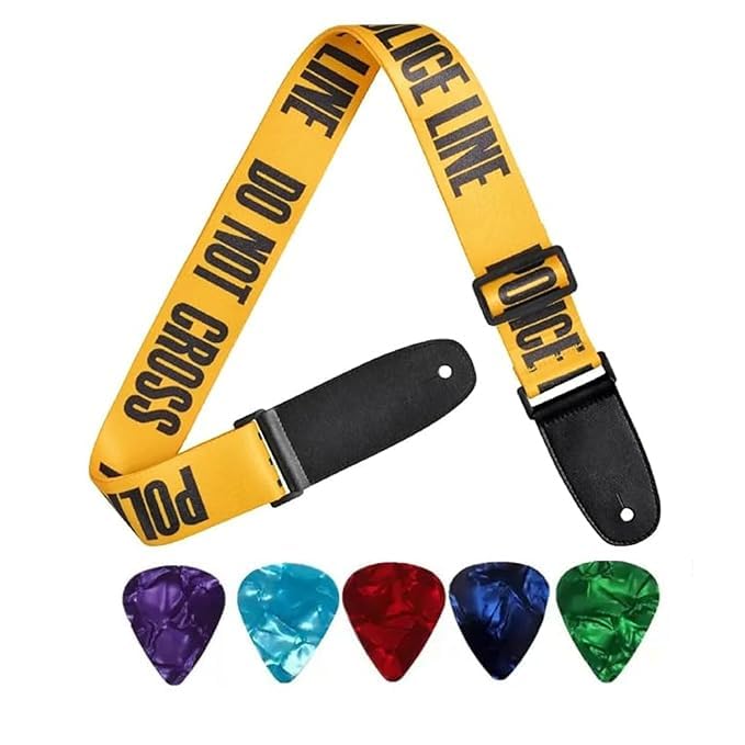 MUSTANG GUITAR STRAP POLICE LINE STYLE - Image 1