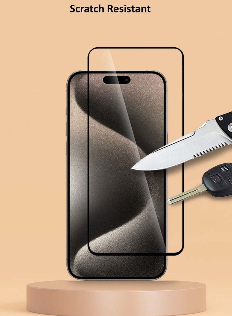 Techie حماية شاشة زجاجية مقسّاة HD بصلابة 9H تغطي كامل الشاشة لجهاز Apple iPhone 15 Pro - مضادة للخدوش، مضادة لبصمات الأصابع، وتقنية خالية من الفقاعات - Image 5