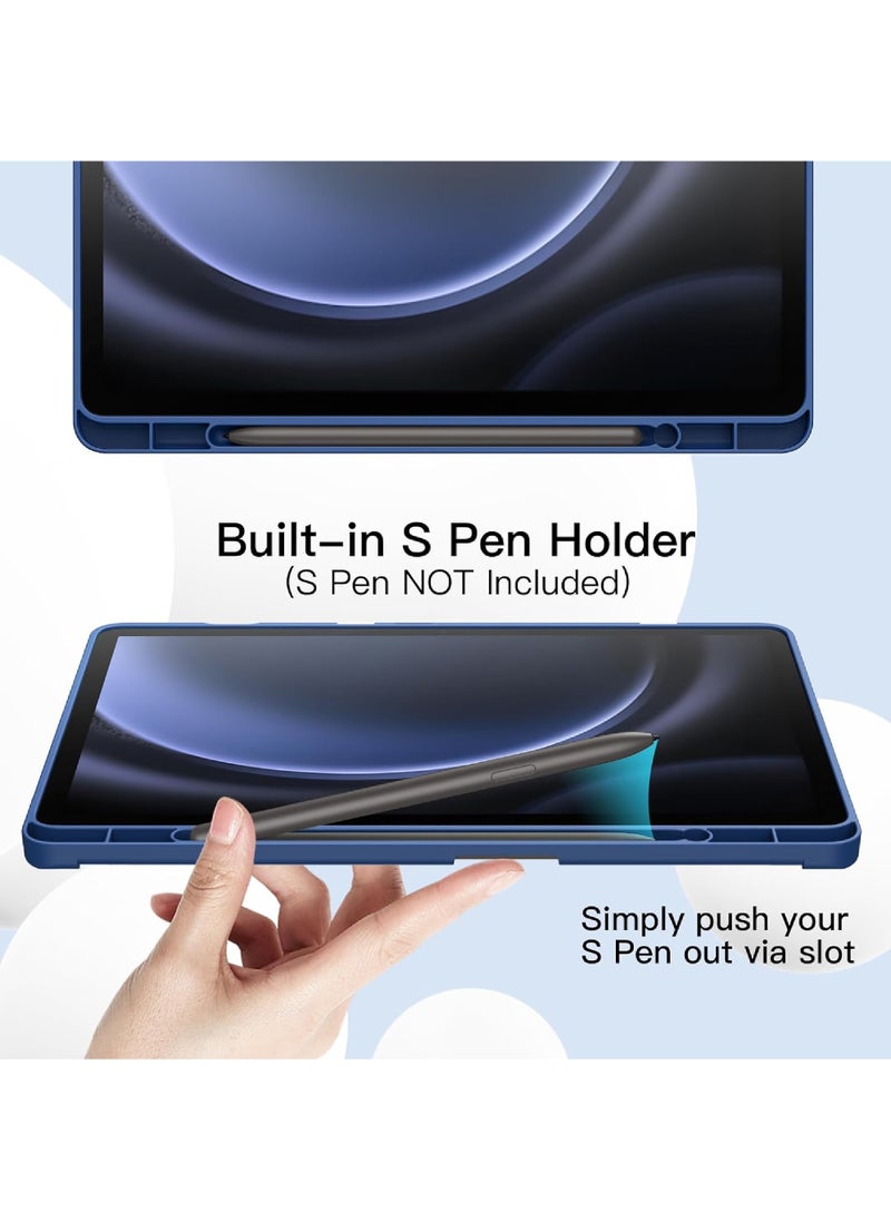 روك بو حافظة لجهاز Samsung Galaxy Tab S10 Plus 2024/ S9 Plus/ S9 FE Plus 5G مقاس 12.4 بوصة 2023 مع حامل قلم S، حافظة ثلاثية الطي من مادة TPU الناعمة مقاس 12.4 بوصة، تدعم شحن قلم S، الإيقاظ/النوم التلقائي  - Image 3