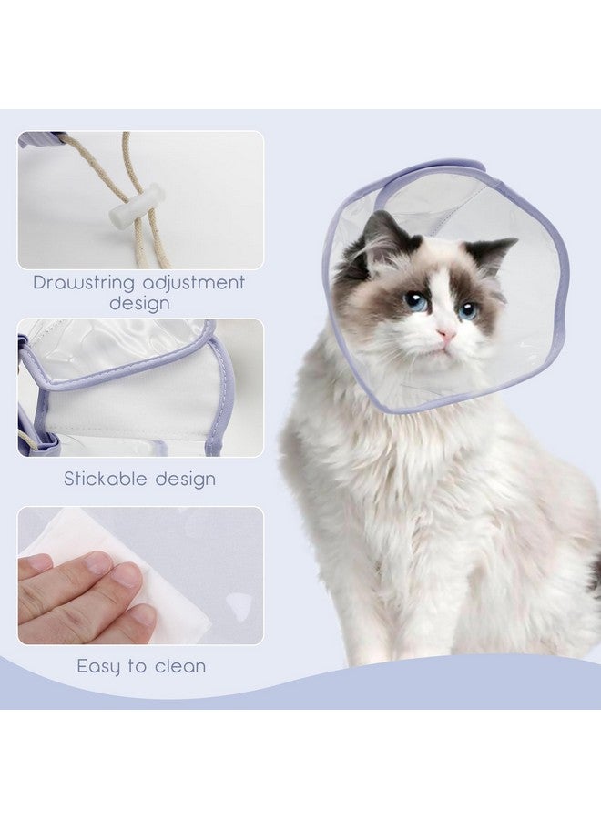 Andiker Cat Cone Collar, Folding Adjustable Cat Recovery Collar with Drawstrings Lightweight Transparent Elizabeth Collar for Dogs and Cats Kittens to Stop Licking and Scratching (Purple, S) - Image 2