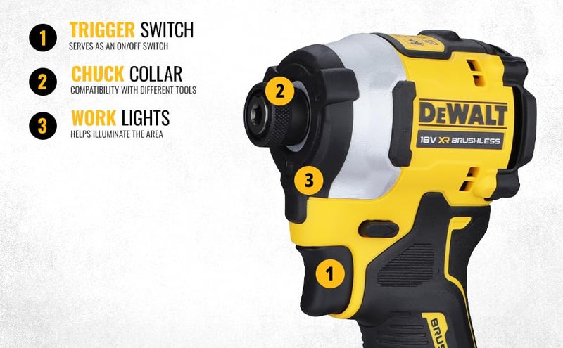 Dewalt DCF850NXJ 14 20V Max Liion XR Reversible Cordless Brushless 3Speed Compact Impact Driver205Nm TorqueSHORTEST IMPACT DRIVER IN THE WORLD Bare Tool - Image 4