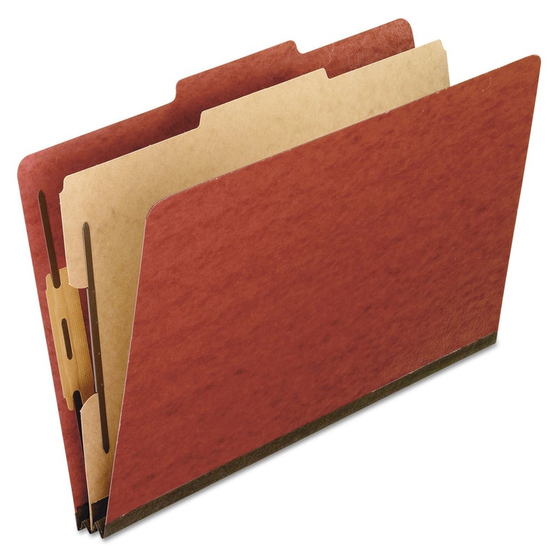 Pendaflex Pressboard Classification File Folders 1 Divider 2 Embedded Fasteners 25 Tab Cut Letter Size Red Box of 10 1157R