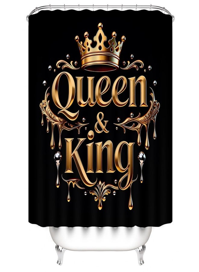 AZHM Golden Crown Print Shower Curtain Set Black Luxury Bathroom Accessories Sets with Shower Curtain and Rugs - Image 2