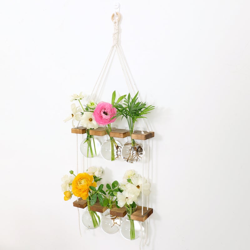 Creative Hydroponic Wall-Hanging Glass Vase Including glass wooden frame 