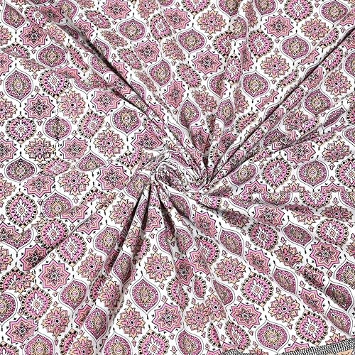 EasyGoods® 100% Pure Cotton Jaipuri Bedsheet with Pillow Covers | Soft & Breathable Fabric | Traditional Floral Print | Cotton Bedsheet (Pink 2, King) - Image 5