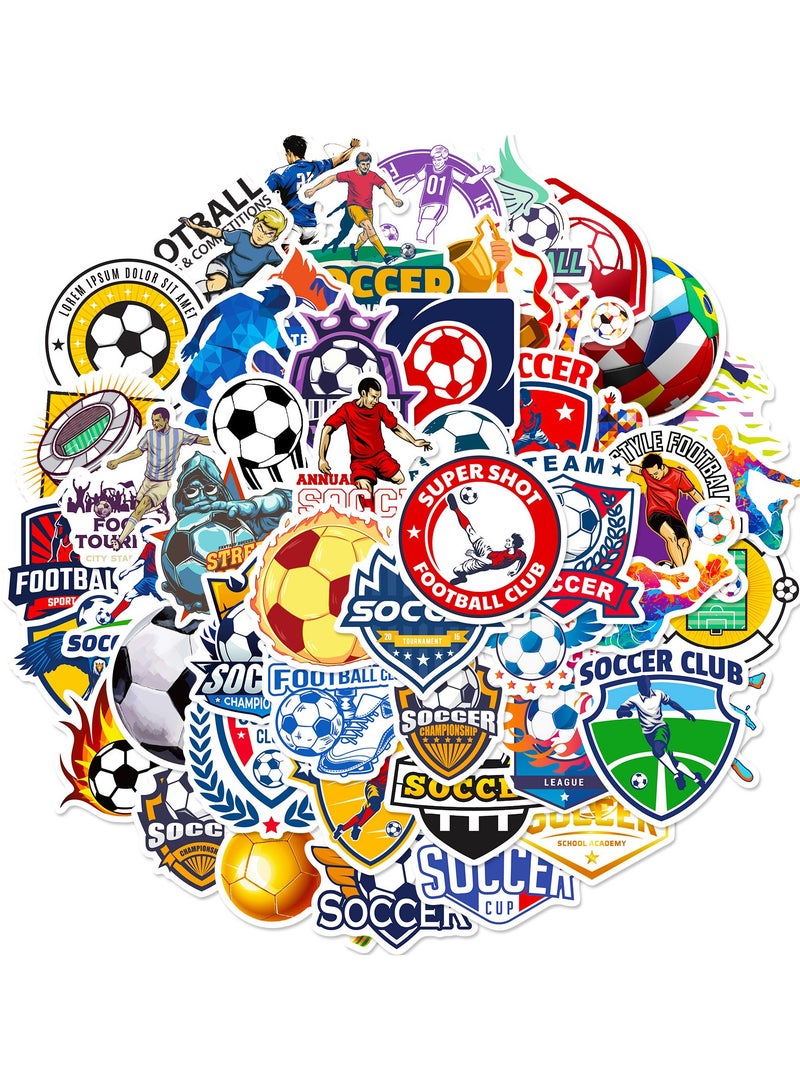 50PCS Soccer Stickers Football Stickers Water Bottle Stickers World Cup Football Stickers Laptop Sticker Vinyl Waterproof Stickers Wardrobe Car Skateboard Phone Luggage Guitar DIY Decal for Kids - Image 1