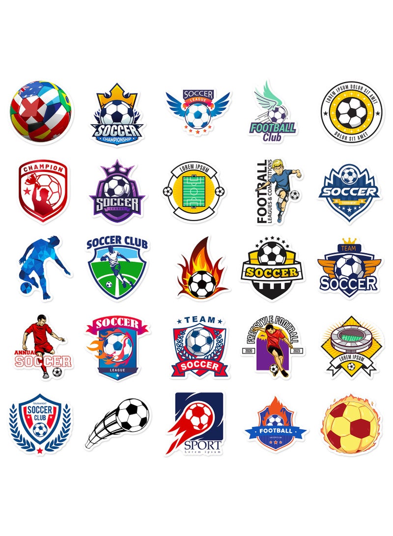50PCS Soccer Stickers Football Stickers Water Bottle Stickers World Cup Football Stickers Laptop Sticker Vinyl Waterproof Stickers Wardrobe Car Skateboard Phone Luggage Guitar DIY Decal for Kids - Image 2