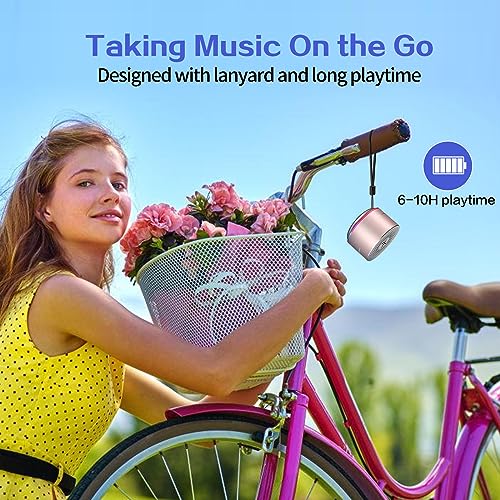 LENRUE A2 Portable Wireless Bluetooth Speaker with Lights and Lanyard,5W Mini Small Metal Speakers Bluetooth 5.0/Aux-in for iPhone Android Home Outdoor, Gifts for Women/Girls - Image 5