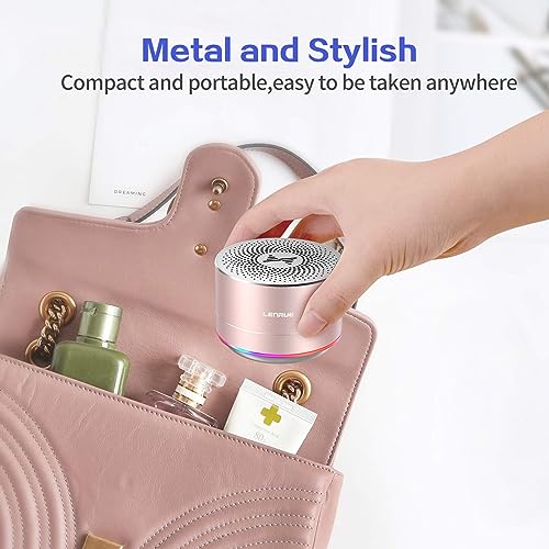 LENRUE A2 Portable Wireless Bluetooth Speaker with Lights and Lanyard,5W Mini Small Metal Speakers Bluetooth 5.0/Aux-in for iPhone Android Home Outdoor, Gifts for Women/Girls - Image 2