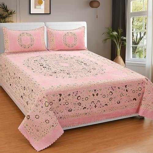 jayvaam Luxury Velvet Bedsheet – King Size Luxury Bed Sheet – Ultra Soft, Cozy & Warm Bedding for Bedroom – Hypoallergenic & Elegant Velvet Texture (Black Berry 01 Pink, Velvet Bedsheet) - Image 1