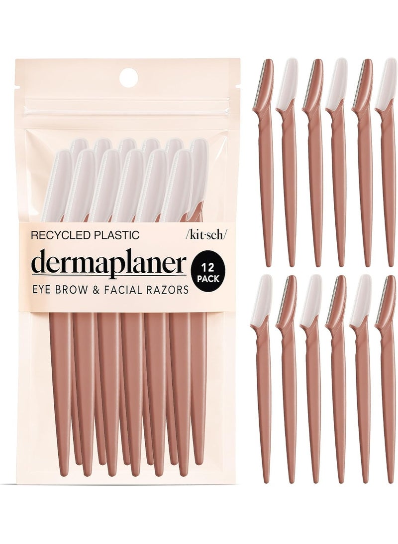Kitsch Dermaplaning Tool - Face Razors for Women and Men, Eyebrow Trimmer and Face Shaver, Facial Hair Removal, Facial Razors for Women and Men, Dermaplane Razor, Valentines Gift - 12pc, Terracotta - Image 1
