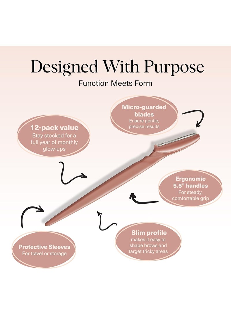 Kitsch Dermaplaning Tool - Face Razors for Women and Men, Eyebrow Trimmer and Face Shaver, Facial Hair Removal, Facial Razors for Women and Men, Dermaplane Razor, Valentines Gift - 12pc, Terracotta - Image 4