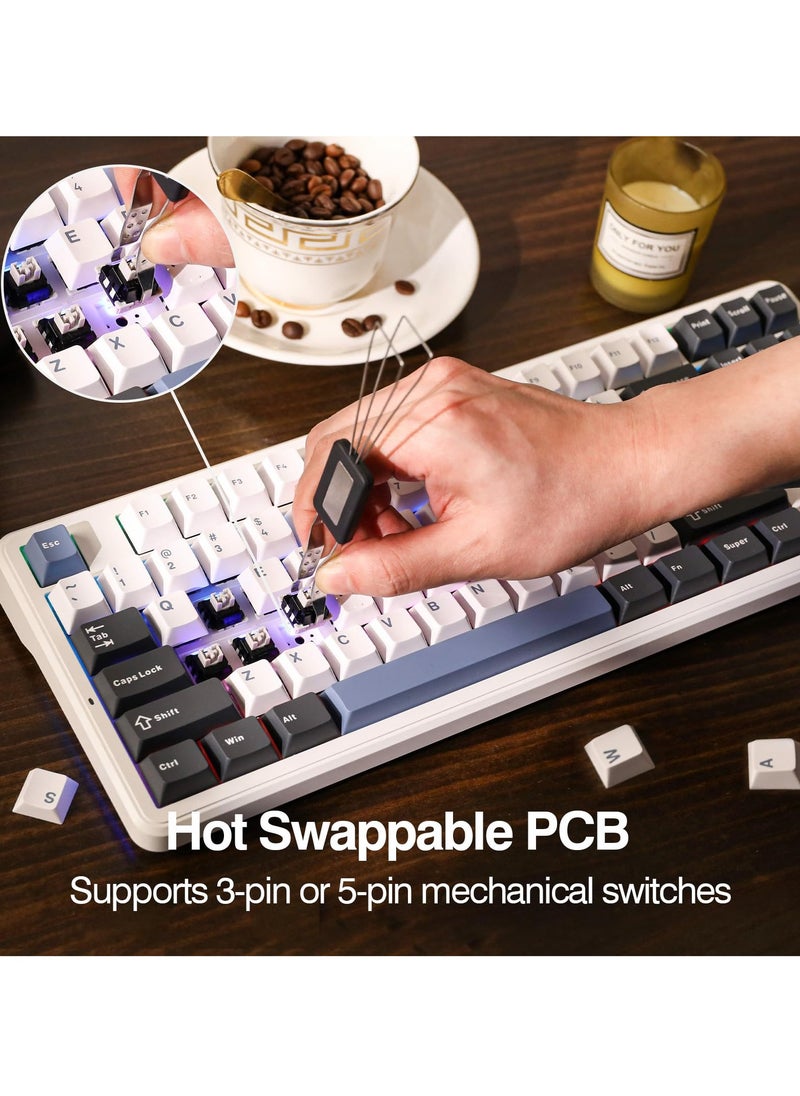 AULA - F87 Pro Wireless Gasket Mechanical Keyboard, 87 Keys Compact TKL 3 Modes (Bluetooth /2.4GHz Wireless/Tpye-C) Gaming Keyboard Graywood Switch - Image 1