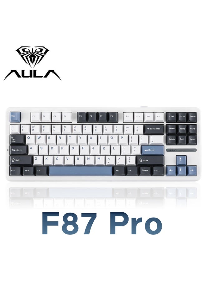 AULA F87 Pro Wireless Gasket Mechanical Keyboard, 87 Keys Compact TKL 3 Modes (Bluetooth /2.4GHz Wireless/Tpye-C) Gaming Keyboard Graywood Switch - Image 1
