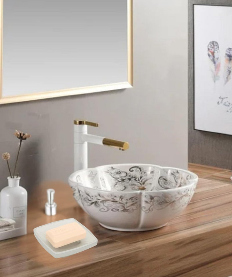 PEFKO PFK043 Table Deck Mounted Frosted Glass Soap Dish/Soap Case/Soap Holder for Bathroom/Washbasin/Kitchen (Square [ Combo Pack of- 2 ]) - Image 5