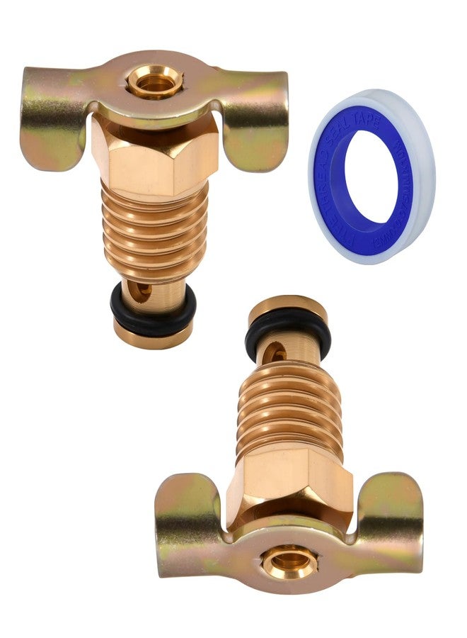 صمام تصريف ضاغط الهواء LEONTOOL مقاس 1/4 بوصة، قطعتان من وصلة خرطوم الهواء NPT مقاس 1/4 بوصة مع مقبض صامولة مجنحة، خزان ضاغط محمول، محبس تصريف خزان الهواء، محول خط المياه، صمامات بيتكوك لتحسين المنزل - Image 1