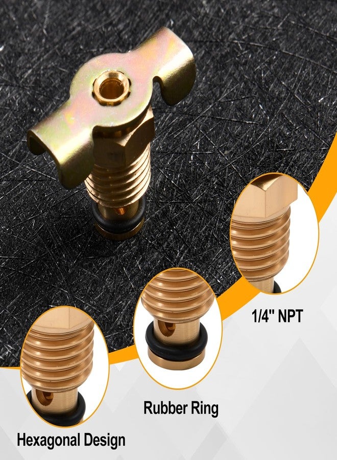 صمام تصريف ضاغط الهواء LEONTOOL مقاس 1/4 بوصة، قطعتان من وصلة خرطوم الهواء NPT مقاس 1/4 بوصة مع مقبض صامولة مجنحة، خزان ضاغط محمول، محبس تصريف خزان الهواء، محول خط المياه، صمامات بيتكوك لتحسين المنزل - Image 4