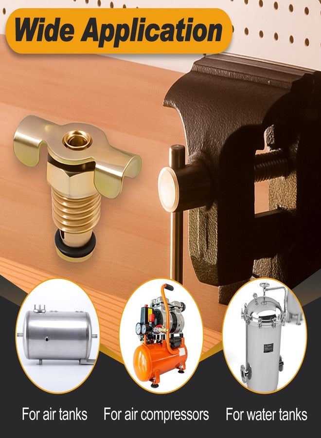 صمام تصريف ضاغط الهواء LEONTOOL مقاس 1/4 بوصة، قطعتان من وصلة خرطوم الهواء NPT مقاس 1/4 بوصة مع مقبض صامولة مجنحة، خزان ضاغط محمول، محبس تصريف خزان الهواء، محول خط المياه، صمامات بيتكوك لتحسين المنزل - Image 3