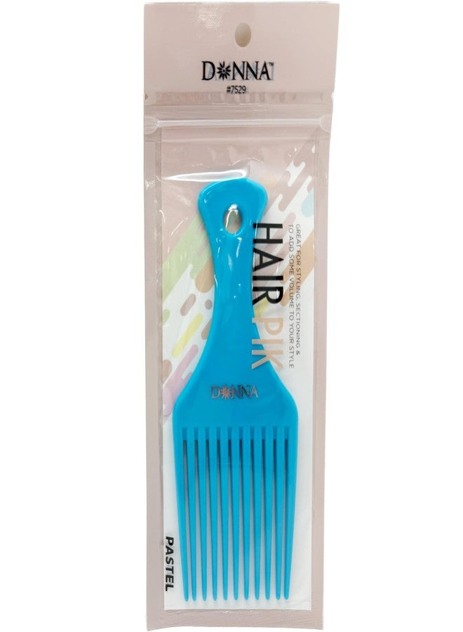 دونا مشط دونا ذو الصفين للشعر الأفريقي - مشط واسع الأسنان بلون أزرق مخضر فاتح للشعر الطبيعي والمجعد والمتشابك - يرفع الجذور، ويمنح كثافة ونفشة - أطراف مستديرة، مقبض معقوف، لون أزرق - Image 1
