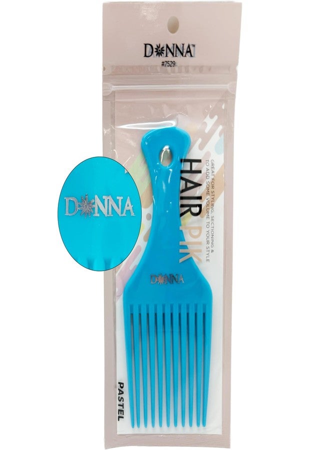 دونا مشط دونا ذو الصفين للشعر الأفريقي - مشط واسع الأسنان بلون أزرق مخضر فاتح للشعر الطبيعي والمجعد والمتشابك - يرفع الجذور، ويمنح كثافة ونفشة - أطراف مستديرة، مقبض معقوف، لون أزرق - Image 2
