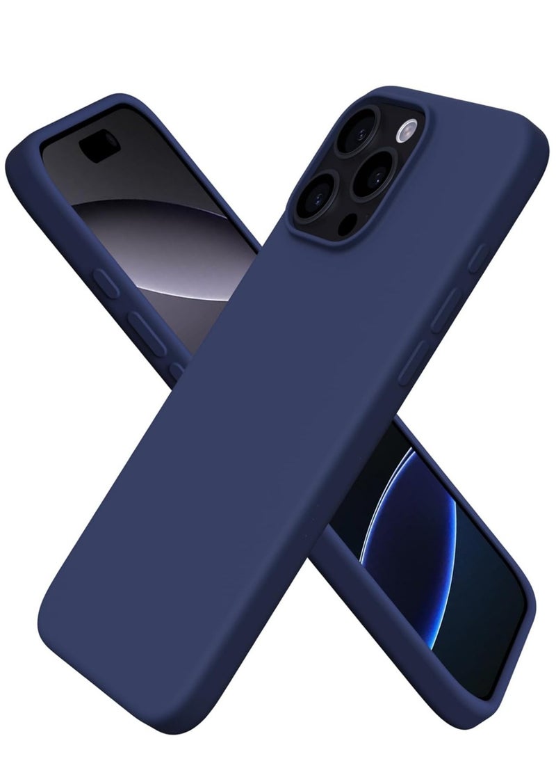 NEW Premium Soft Liquid Silicone Case for iPhone 16 Pro – Silky and Soft Touch Series Full-Body Protective Bumper (Dark Blue) - Image 1