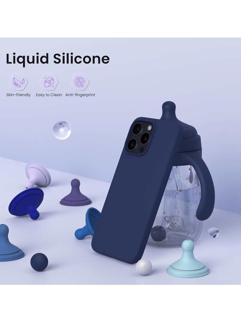 NEW Premium Soft Liquid Silicone Case for iPhone 16 Pro – Silky and Soft Touch Series Full-Body Protective Bumper (Dark Blue) - Image 2