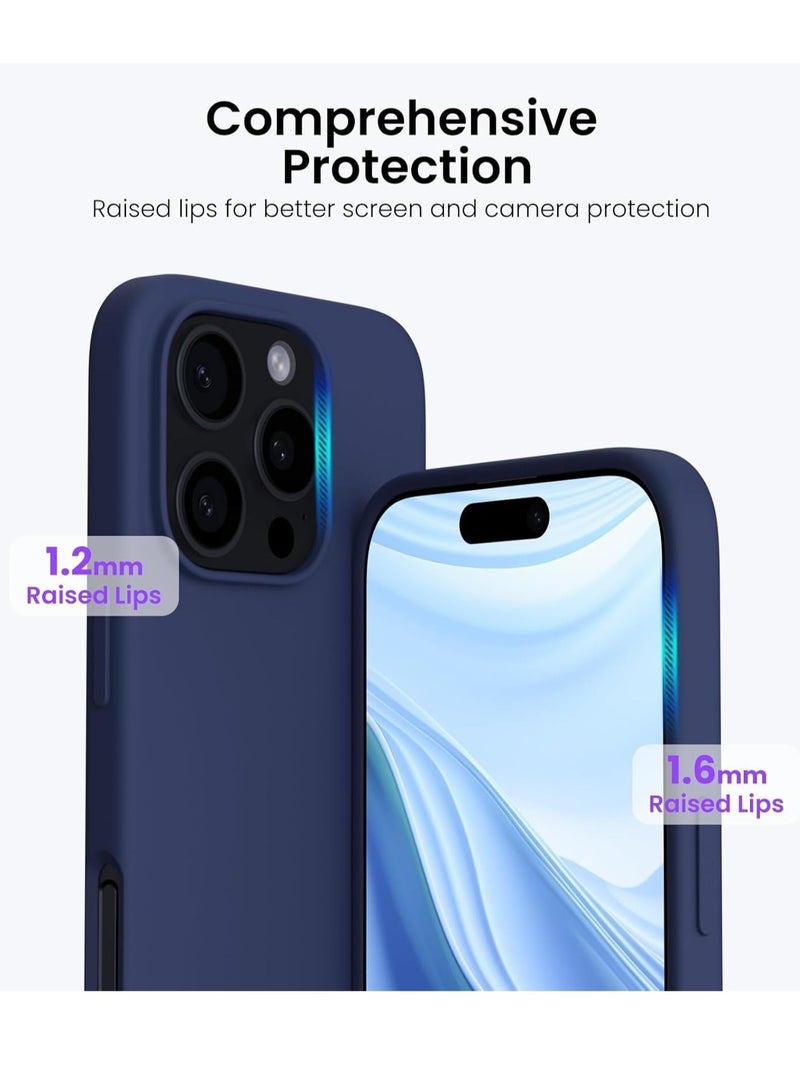 NEW Premium Soft Liquid Silicone Case for iPhone 16 Pro – Silky and Soft Touch Series Full-Body Protective Bumper (Dark Blue) - Image 3