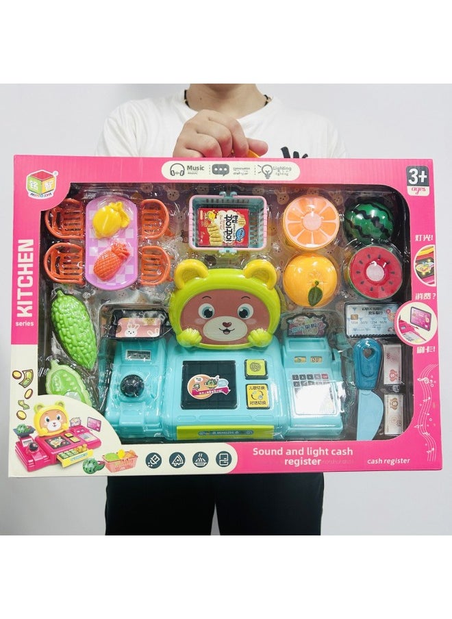 null - Children's Supermarket Cash Register Toy With Light Music Can Simulate Credit Card Scanning Convenience Store Cash Register Play House-Color:Sound And Light Cash Register (random Color) M3312 - Image 1