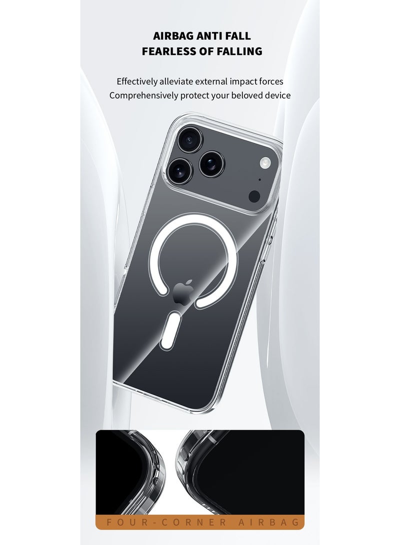 【Transparent 】MagSafe iPhone 17 Pro 6.3-Inch Case, 【No Yellowing】【Reinforced Corners】 Wireless Charging Shockproof Bumper Protective Phone Case - Image 4