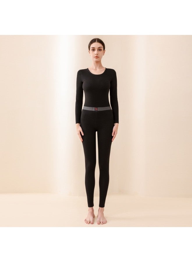 Gold Velvet Velvet Thermal Underwear Suit Men's Autumn And Winter Fleece-lined Silk Silk Round Neck Autumn Clothes Women's Autumn Pants