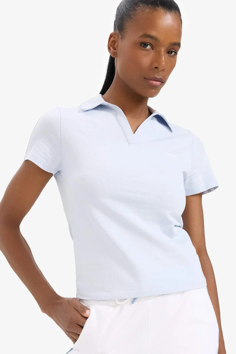 Defacto  Slim Fit Polo Collar Printed Short Sleeve Sports T-Shirt for Women | Best Price UAE