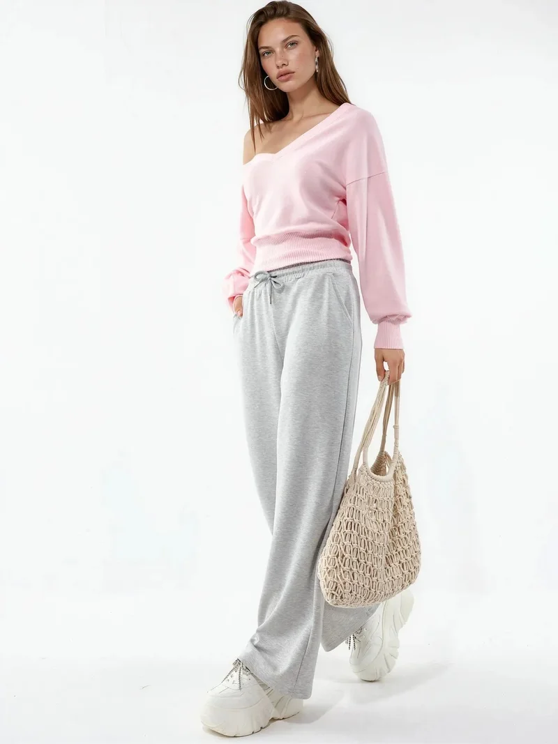بوسيم BUSEM Mid Waist Wide Leg Modal Pants