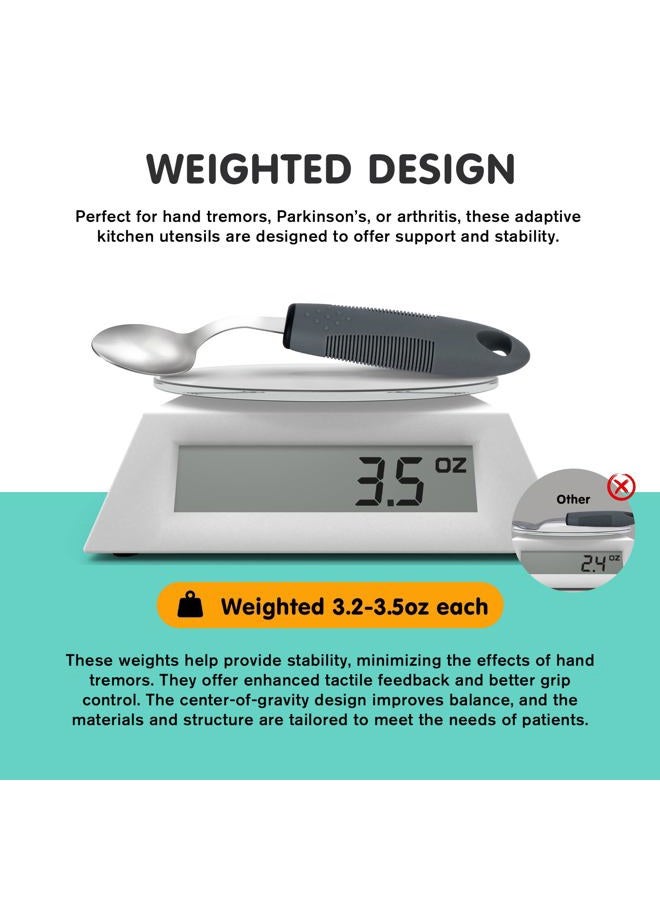 AuntyFey Weighted Adaptive Utensils, 4Pcs Weighted Utensils for Hand Tremors, 45°Angled Parkinsons Utensils for Elderly, 3.5oz Weighted Built Up Utensils for Adults, Disabled, Parkinson, Right-Handed - Image 5