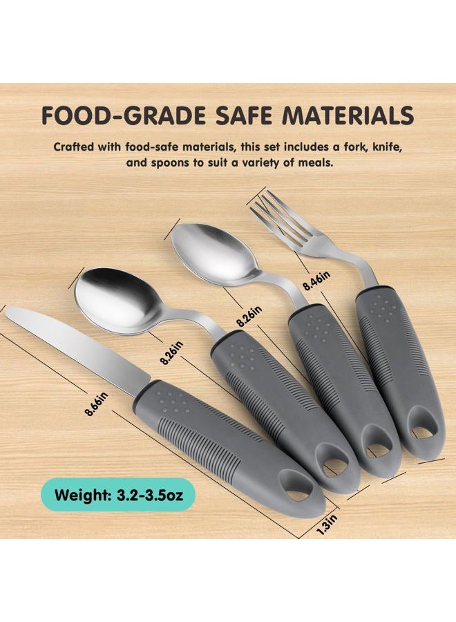 AuntyFey Weighted Adaptive Utensils, 4Pcs Weighted Utensils for Hand Tremors, 45°Angled Parkinsons Utensils for Elderly, 3.5oz Weighted Built Up Utensils for Adults, Disabled, Parkinson, Right-Handed - Image 4