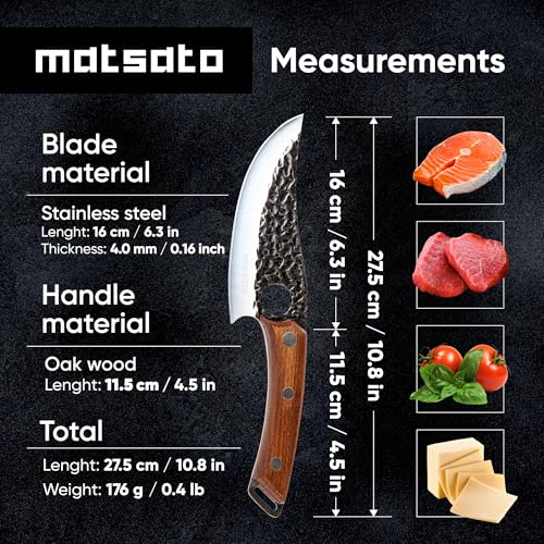 Matsato Chef Knife - Perfect Kitchen Knive for Cooking, Chopping. Japanese Steel Knife for Home, BBQ. For Balance & Control, 6.3 Inch - Image 5