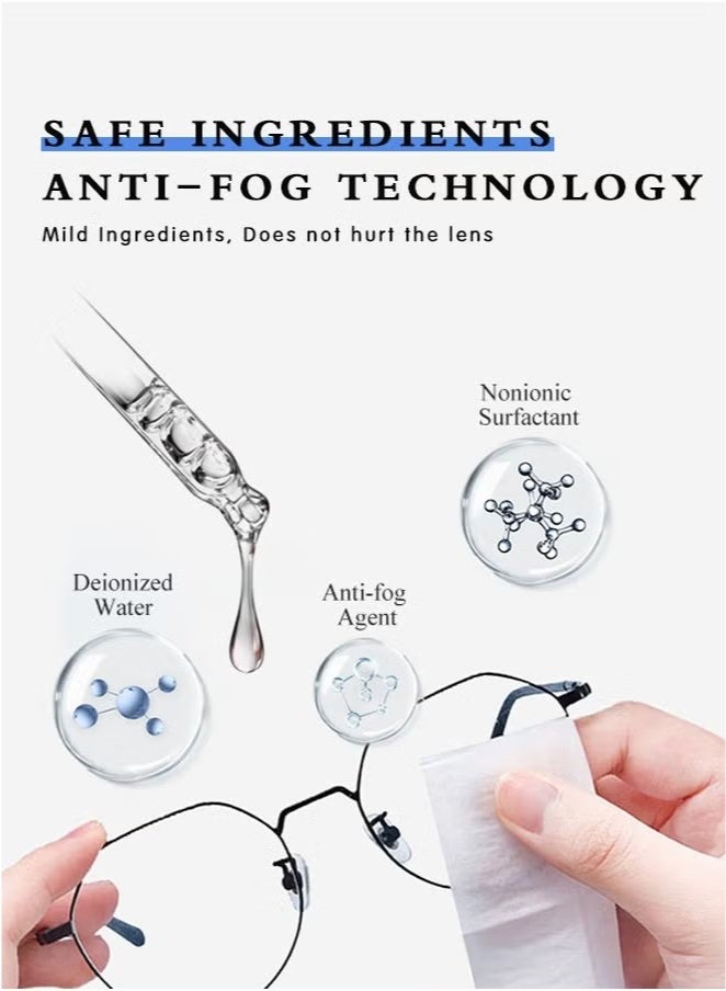 عبوة من 100 منديل لتنظيف النظارات، مغلفة بشكل فردي، لتنظيف النظارات الشمسية، وعدسات الكاميرا، والنظارات الواقية، والشاشات، والهواتف - Image 4