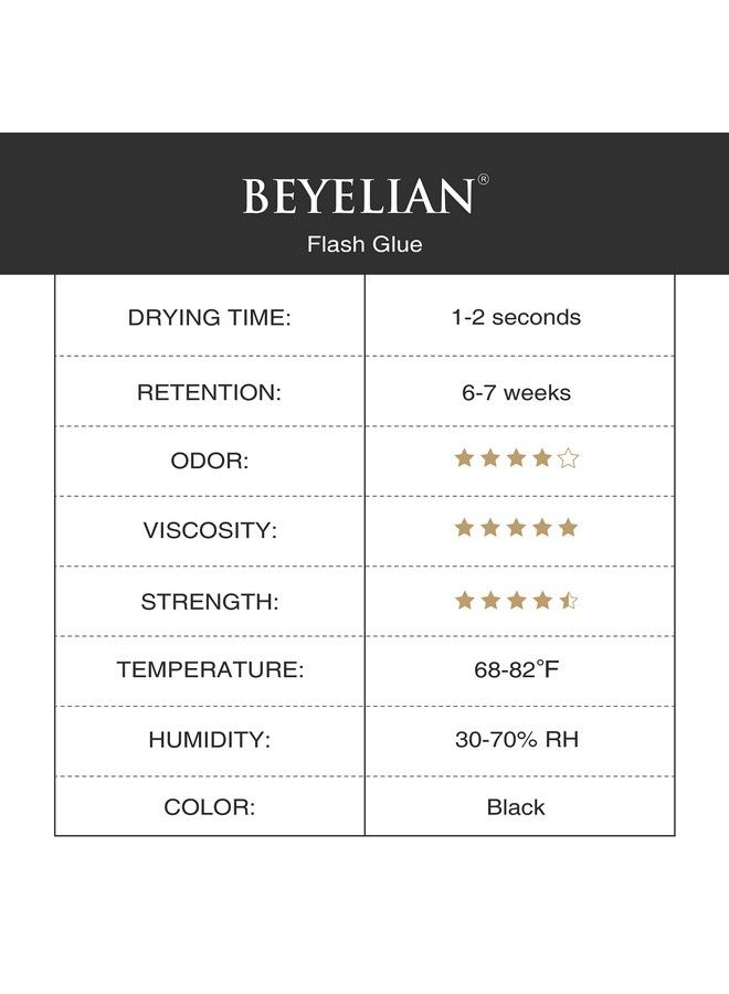 BEYELIAN غراء تمديد الرموش غراء للرموش الاصطناعية 10 مل تقنية القطرات الذكية غراء فلاش للرموش الكلاسيكية والحجمية 0.03 مل لكل قطرة 1 ثانية وقت جفاف 67 أسبوعًا احتفاظ - Image 5