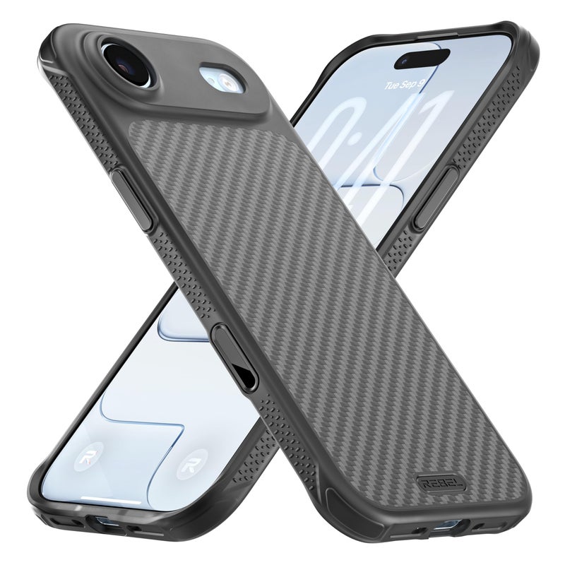 REBEL Case for iPhone Air [GEN7 Aramid Fiber] Strong MagSafe Compatible, Grippy Sides, Shock Resistant, Metal Buttons, Upgraded Camera Button, Protective Design, 6.5 Inch Phone 2025 (Black) - Image 1