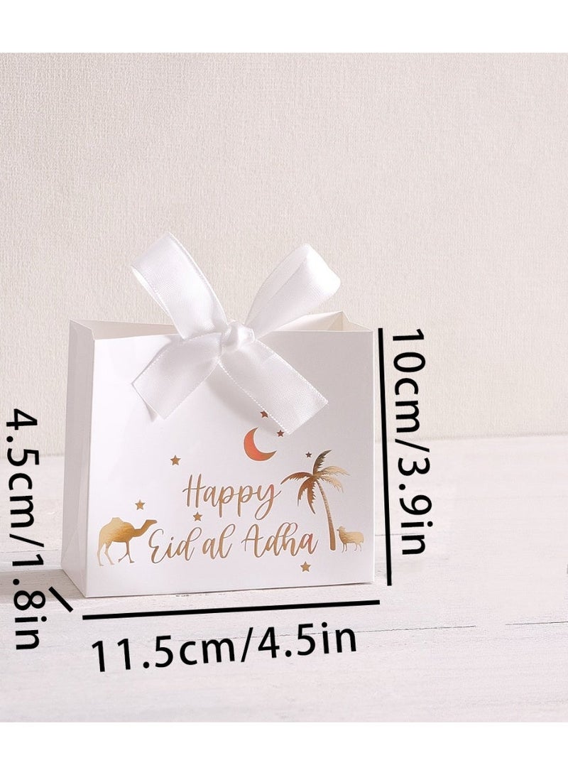40PCS Happy Eid Mini Gift Bags – Ribbon Handle Party Favor Bags in Black, White, Red & Green for Eid al Adha & Ramadan Gifts - Image 5