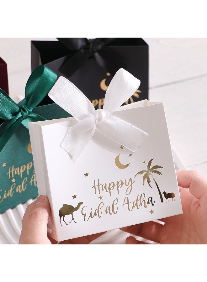 40PCS Happy Eid Mini Gift Bags – Ribbon Handle Party Favor Bags in Black, White, Red & Green for Eid al Adha & Ramadan Gifts - Image 4